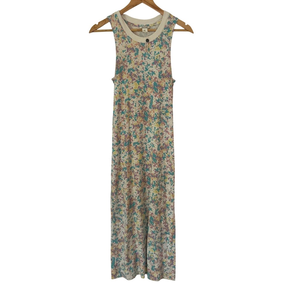 Monki Abstract Paint Splatter Cotton Modal Tank Maxi Dress XXS Scandinavian Art
